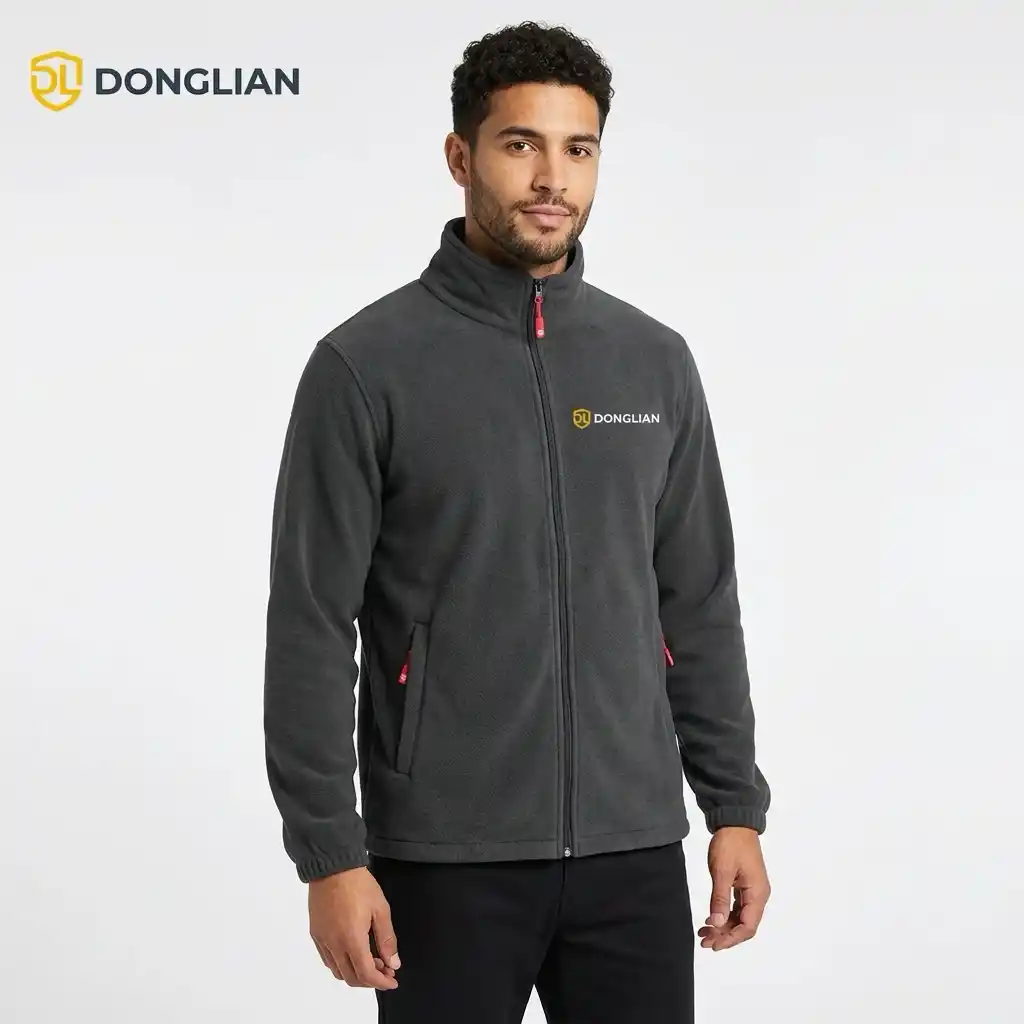 DL3054 solid fleece work jacket front view