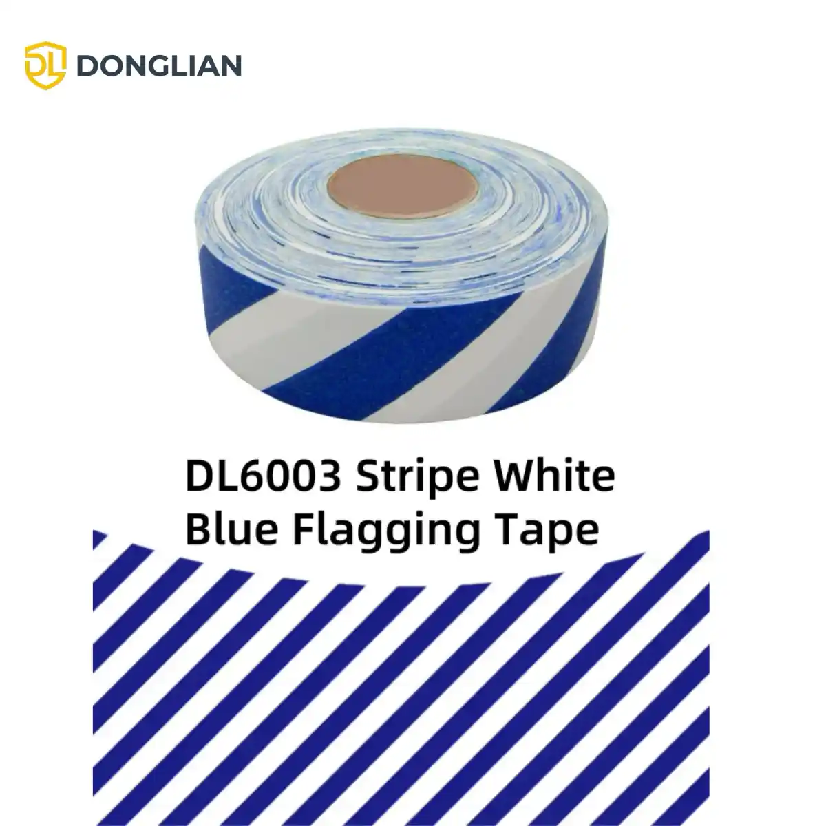 DL6003 white and blue striped PVC flagging tape for industrial marking
