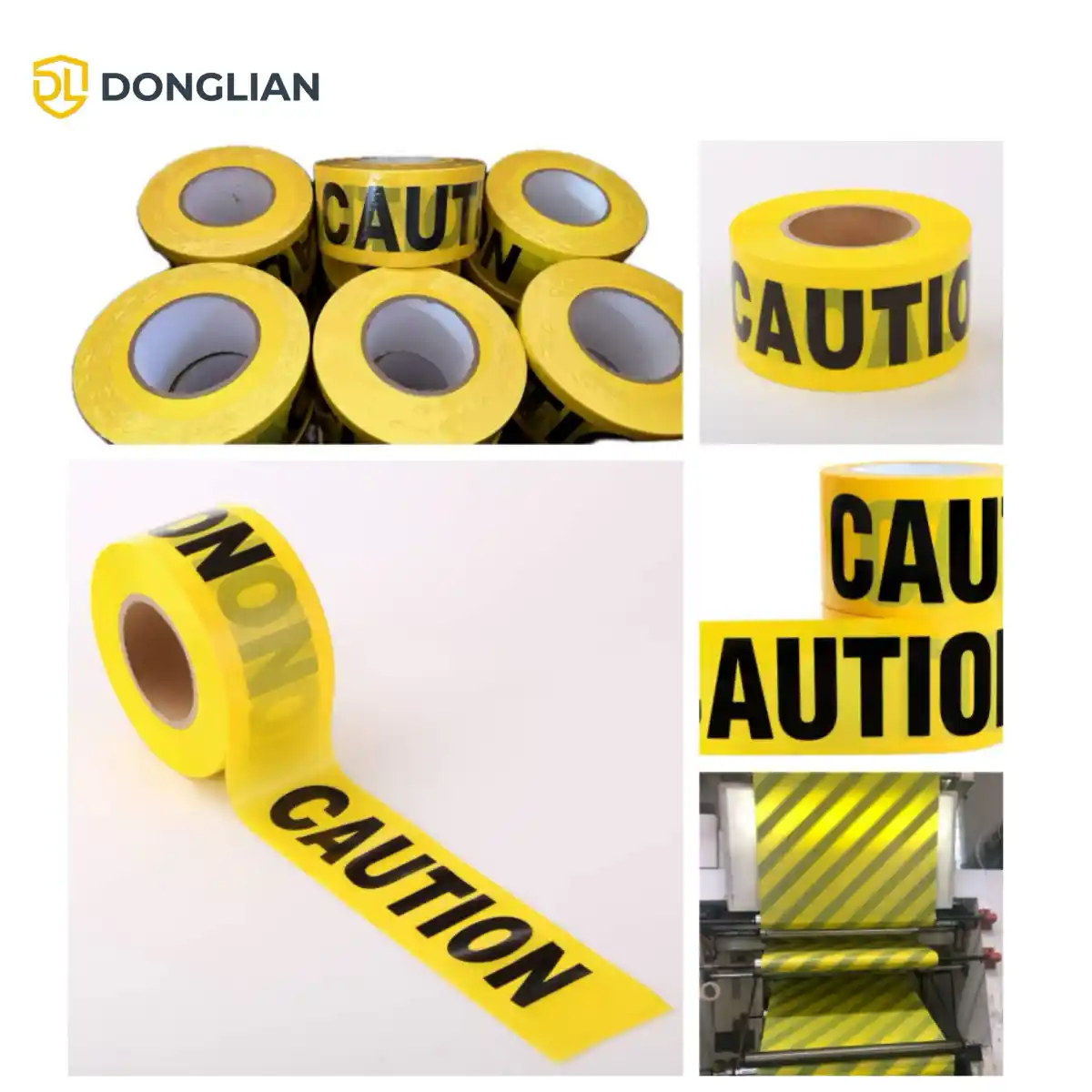 DL6005 PE warning tape caution yellow and black for barrier and safety marking