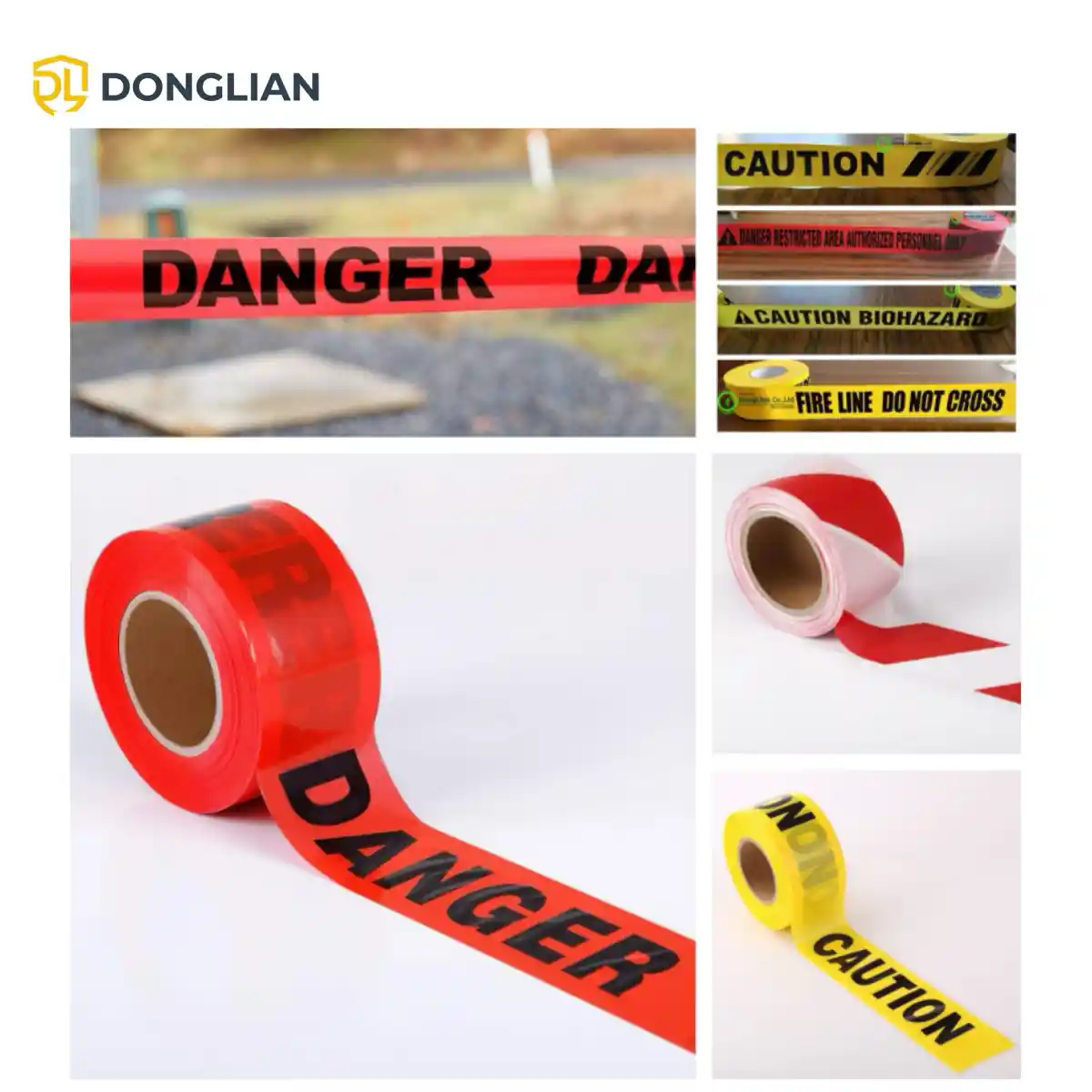 DL6005 PE warning tape with Danger printing in red and white