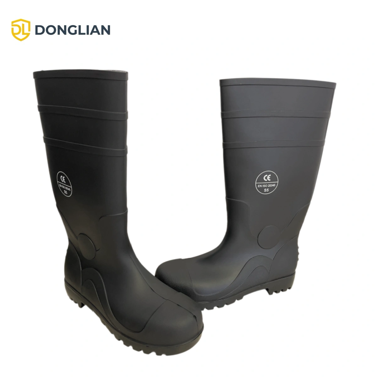 DL6007 black PVC rain boots for industrial and outdoor work