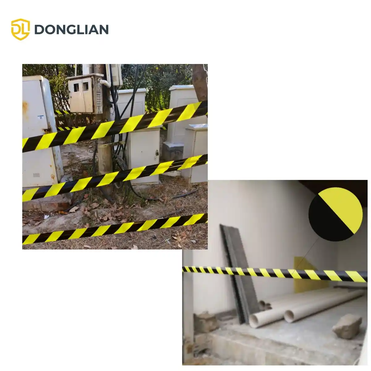 Yellow black non-adhesive PE barricade tape